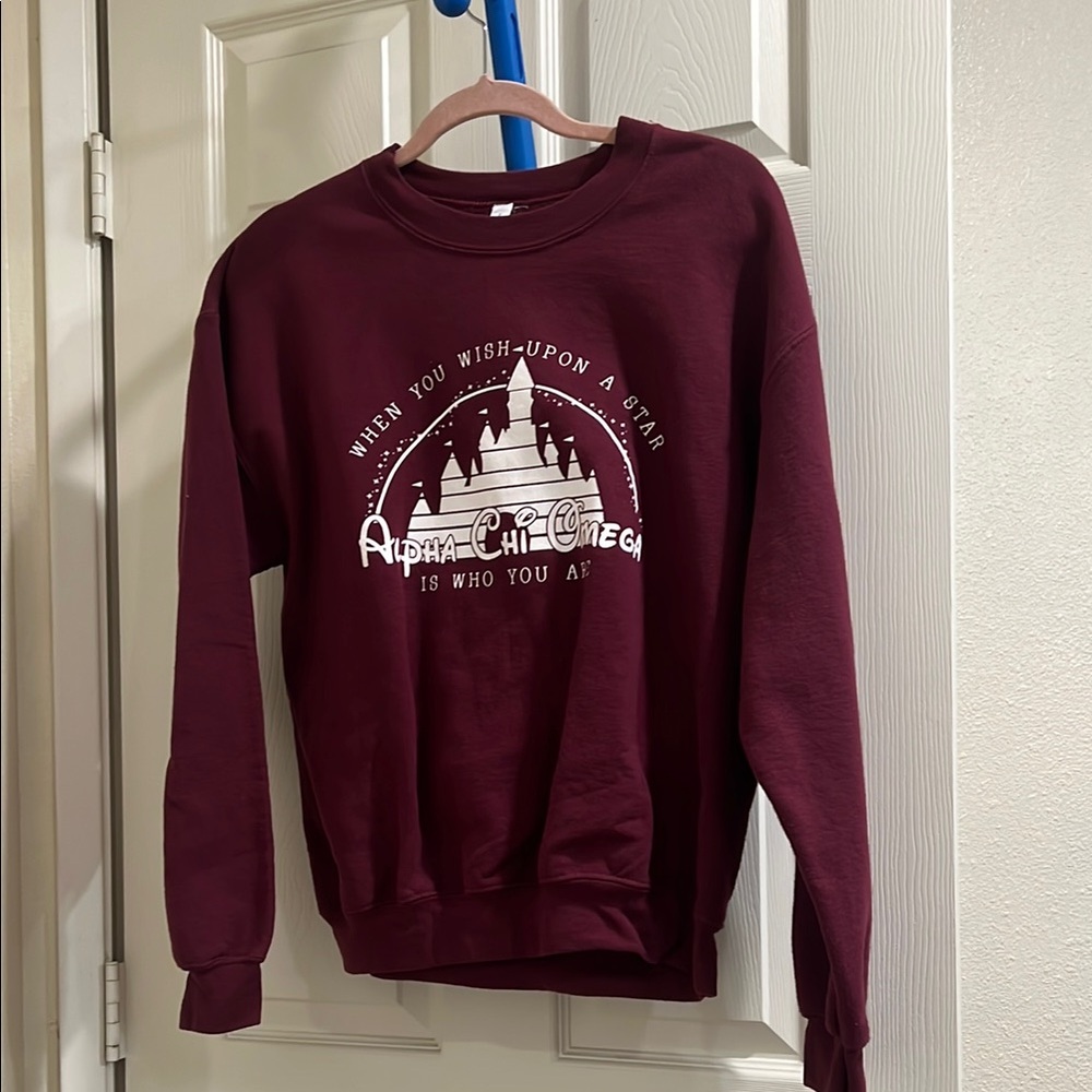 Maroon Sweater alpha Chi omega (AXO) Disney themed